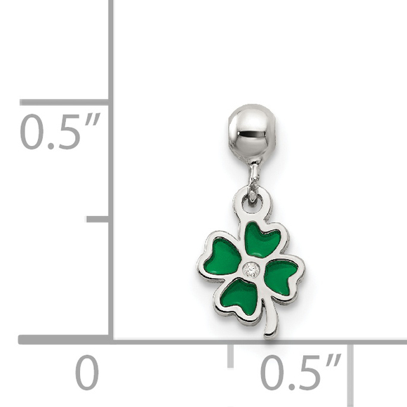 Mio Memento Sterling Silver Enamel with CZ Dangle Clover Charm - Picture 4 of 4